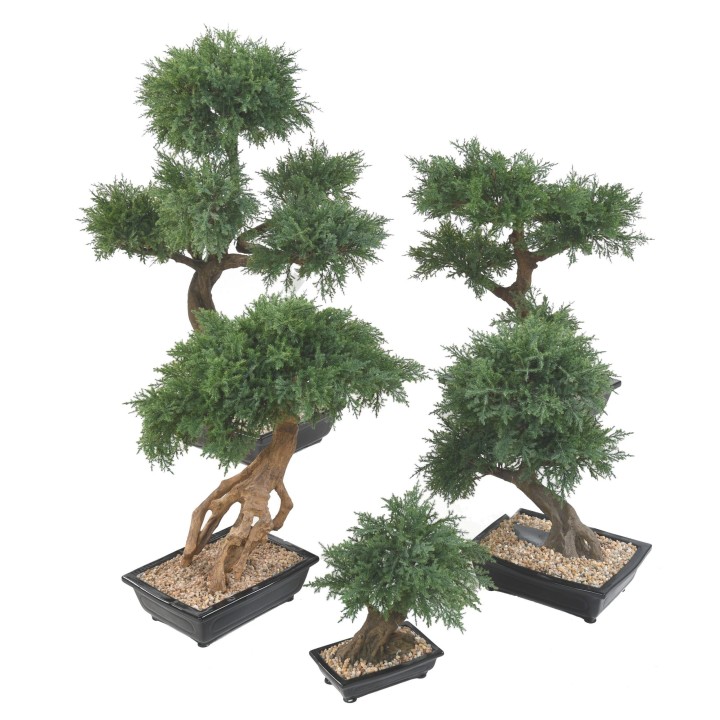 Künstlicher Bonsai-Juniperus, ca. 30cm hoch, grün