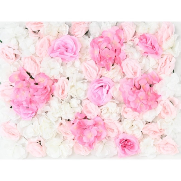 Künstliche Blumenwand, Weiss-Pink | 40×60cm