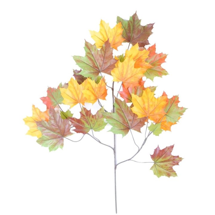 Künstlicher Platanen-Zweig, ca 79cm, grün-gelb