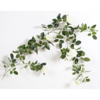 Künstliche Girlande, ca 140cm, weiss mit Royal Rose