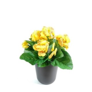 Künstliche Pantoffelblume, ca 30cm, gelb