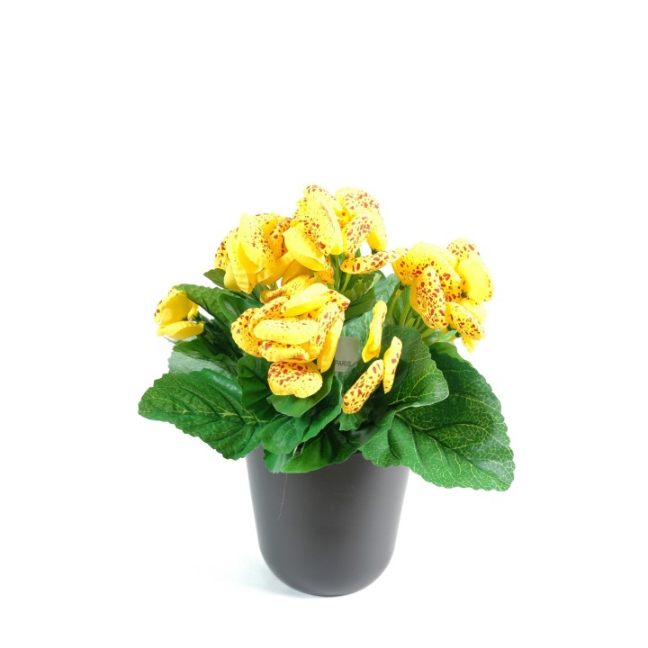 Künstliche Pantoffelblume, ca 30cm, gelb