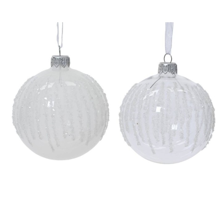 Glas-Christbaumkugel Alpen‑Schnee, 6er Ø 8cm