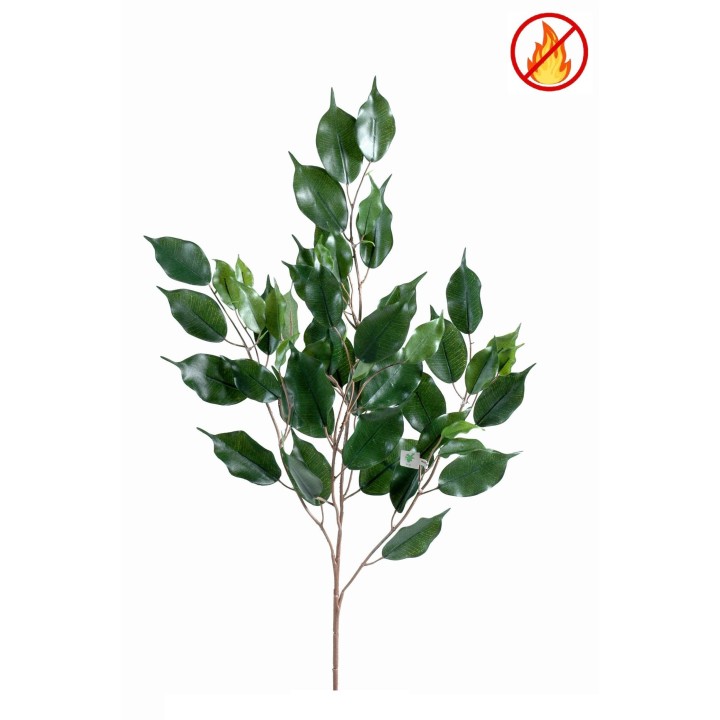 Künstlicher Ficus-Exotica-Zweig, ca 76cm, Schwer entflammbar B1/RF2, grün