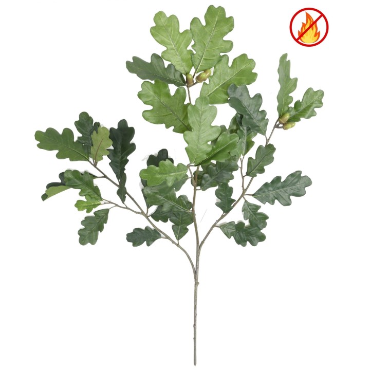 Künstlicher Eichenzweig, ca 60cm, Schwer entflammbar B1/RF2, grün