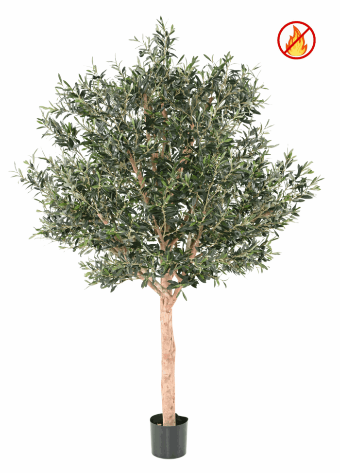 210 cm wide head fire resistant artificial olive tree scaled