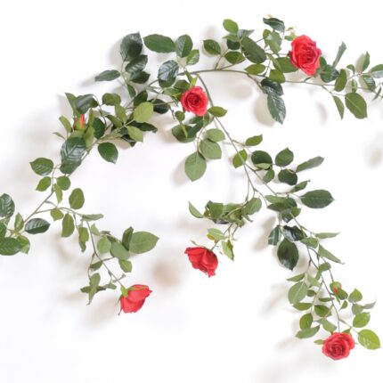 Künstliche Rosen-Girlande, ca 140cm, rot