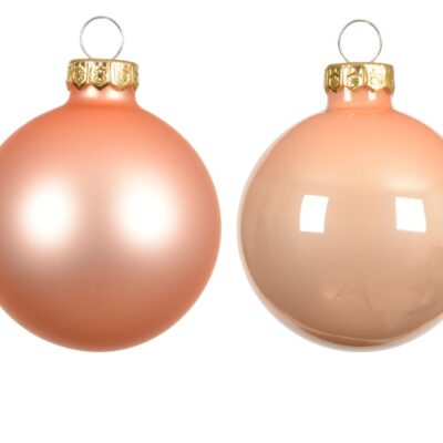 christmas bauble glass peach colored box of 10