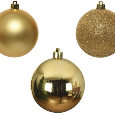 gold christmas baubles unbreakable set of 10