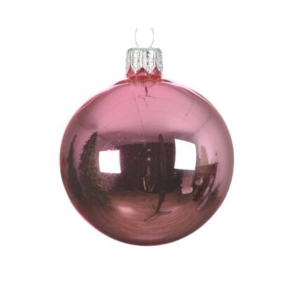 pink shiny glass ball box of 6