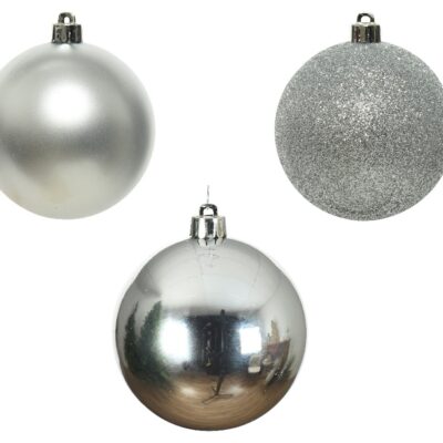silver christmas baubles unbreakable set of 10